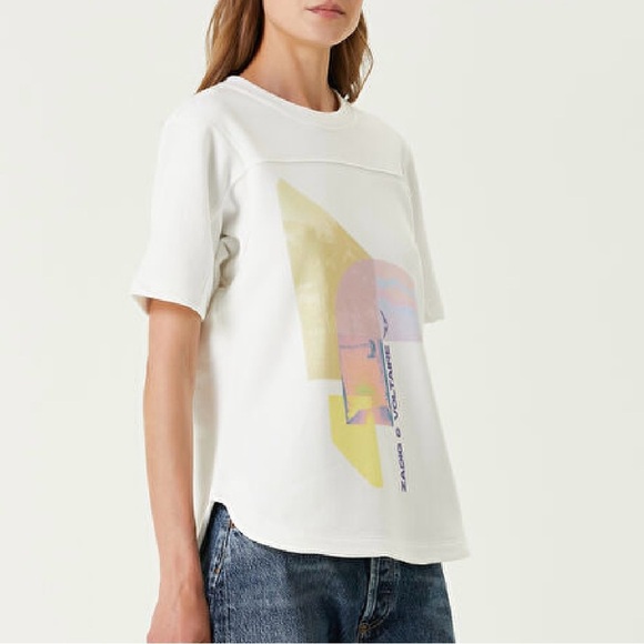 NWT Zadig & Voltaire Bow Mo Terry Palmier Judo Tee M Crewneck - Picture 4 of 9